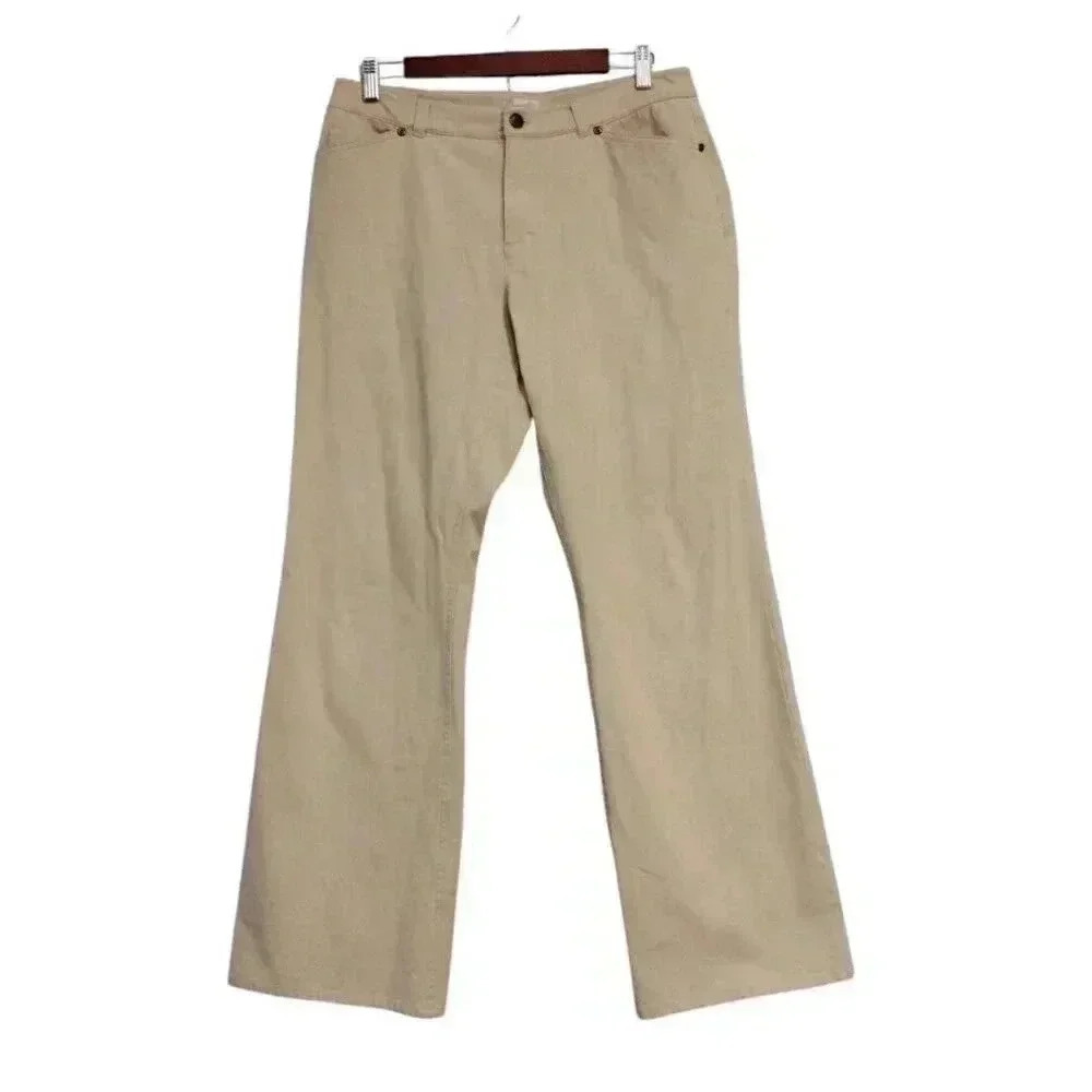 J Jill Jeans Size 10 Straight Leg Flare Stretch Mid Rise Beige Denim Casual